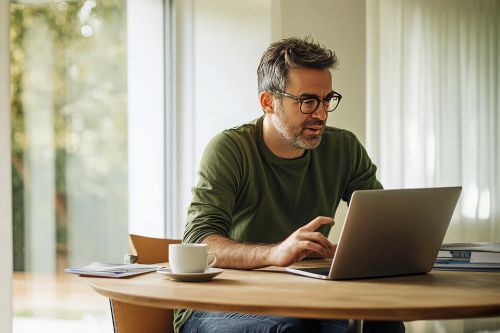 Foto: Mann mit Laptop